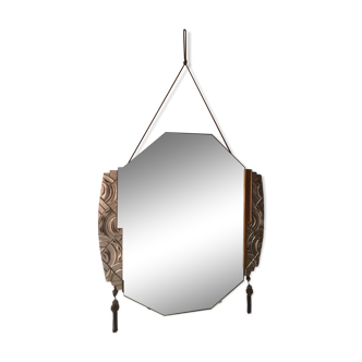 Miroir art déco argenté 57x60cm