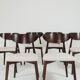 Modern Set of 6 Dining Chairs, Ecru Farbic and Dark walnut beech wood