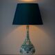 Vintage Royal Delft Ceramic Table Lamp, Rare Teal Delvert Glaze, New Lampshade