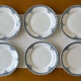 6 assiettes à dessert anciennes en faïence de Saint-Amand (Nord)