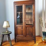 Parisian glass cabinet in solid walnut