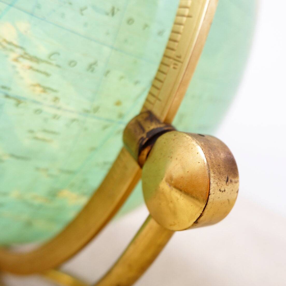 Glass & brass luminous world map by Paul Oestergaard for Colombus Verlag - 1950s