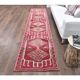 Vintage Pink Geometric Turkish Hand-Knotted Runner 80x361