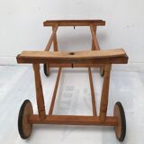 Vintage wicker cradle with 50-60s wheels