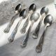 6 Small Vintage Rocaille Style Spoons
