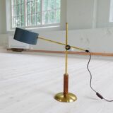 Mid-century modern table lamp in brass and walnut, rare by Einar Bäckström, Sweden.