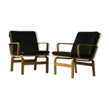 Pair of Mid Century Leather Armchairs by JOC Sweden, 1970's