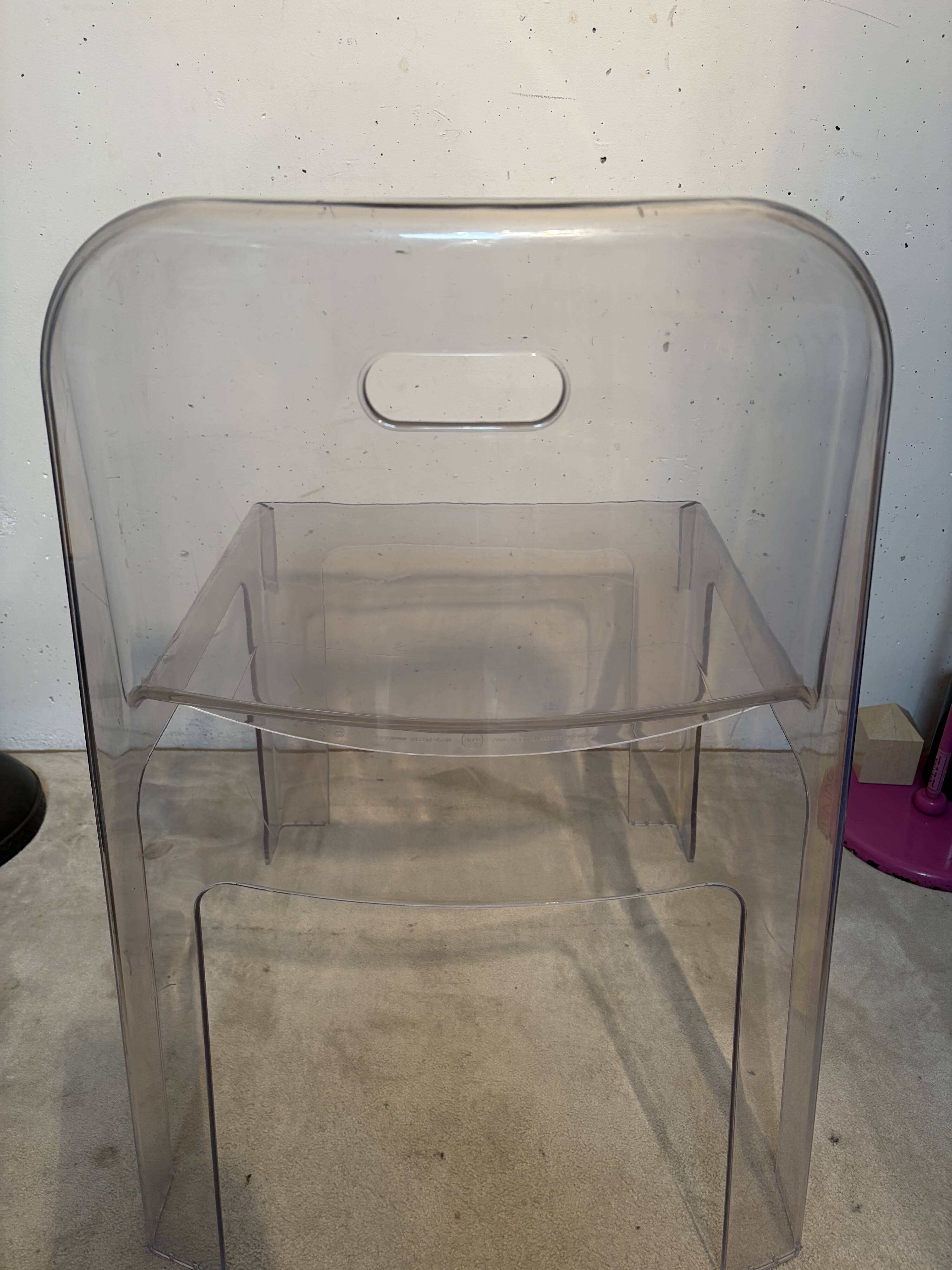 Transparent chair Trono, Sottsass Associati, Segis