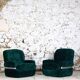 Green velvet armchair "spage age" by Beka, 1970