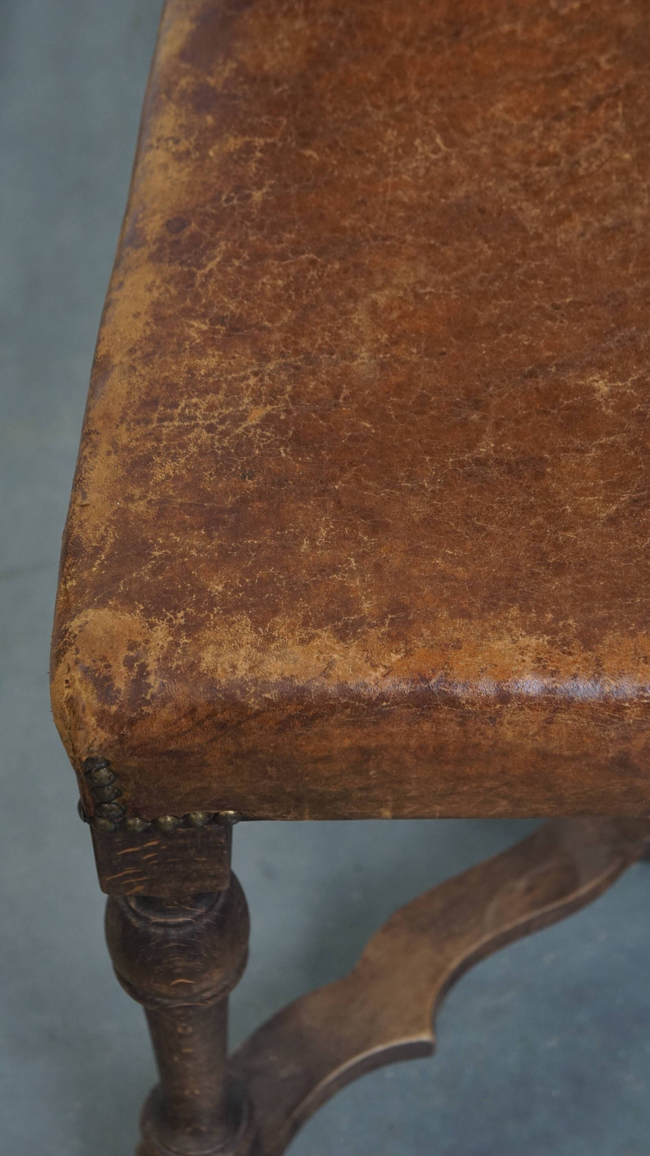 Set of 2 Wooden and Sheepskin Leather Dining Chairs from the Early 1900s