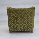 1950s, Danish relax chair, furniture velour, oak wood.