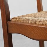 Deux chaises en chêne et osier brutalisme moderne du milieu du siècle, 1960