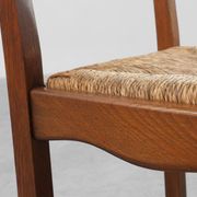 Two Mid-Century Modern Brutalist Oak and Wicker Chairs, 1960