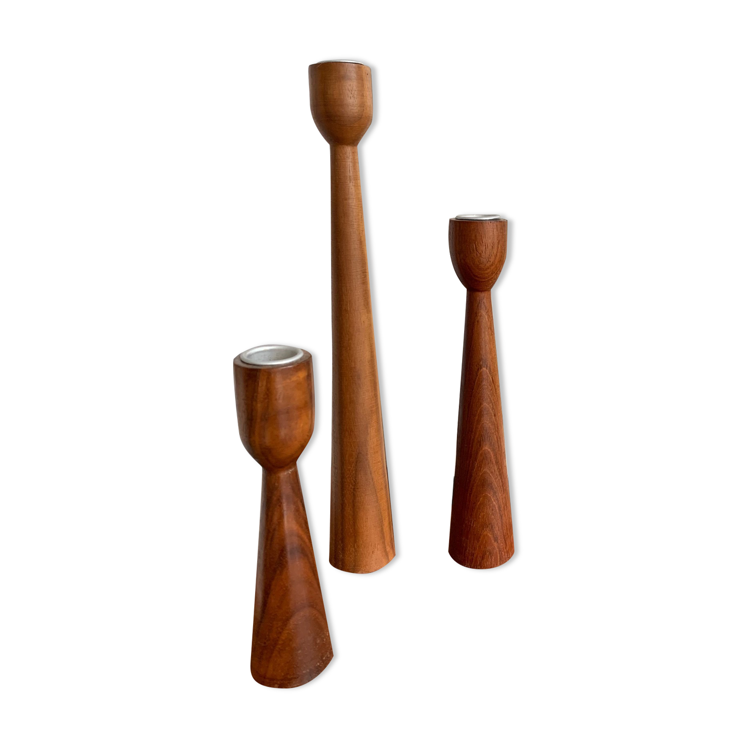 Danish candlestick trio in Teak - 1960