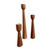 Danish candlestick trio in Teak - 1960