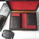 Box a bijoux ancien leather on wood satin interior and red velvet, with compartment