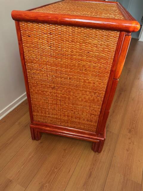 Maugrion rattan room - Roche Bobois - bed, chest of drawers and bedside table