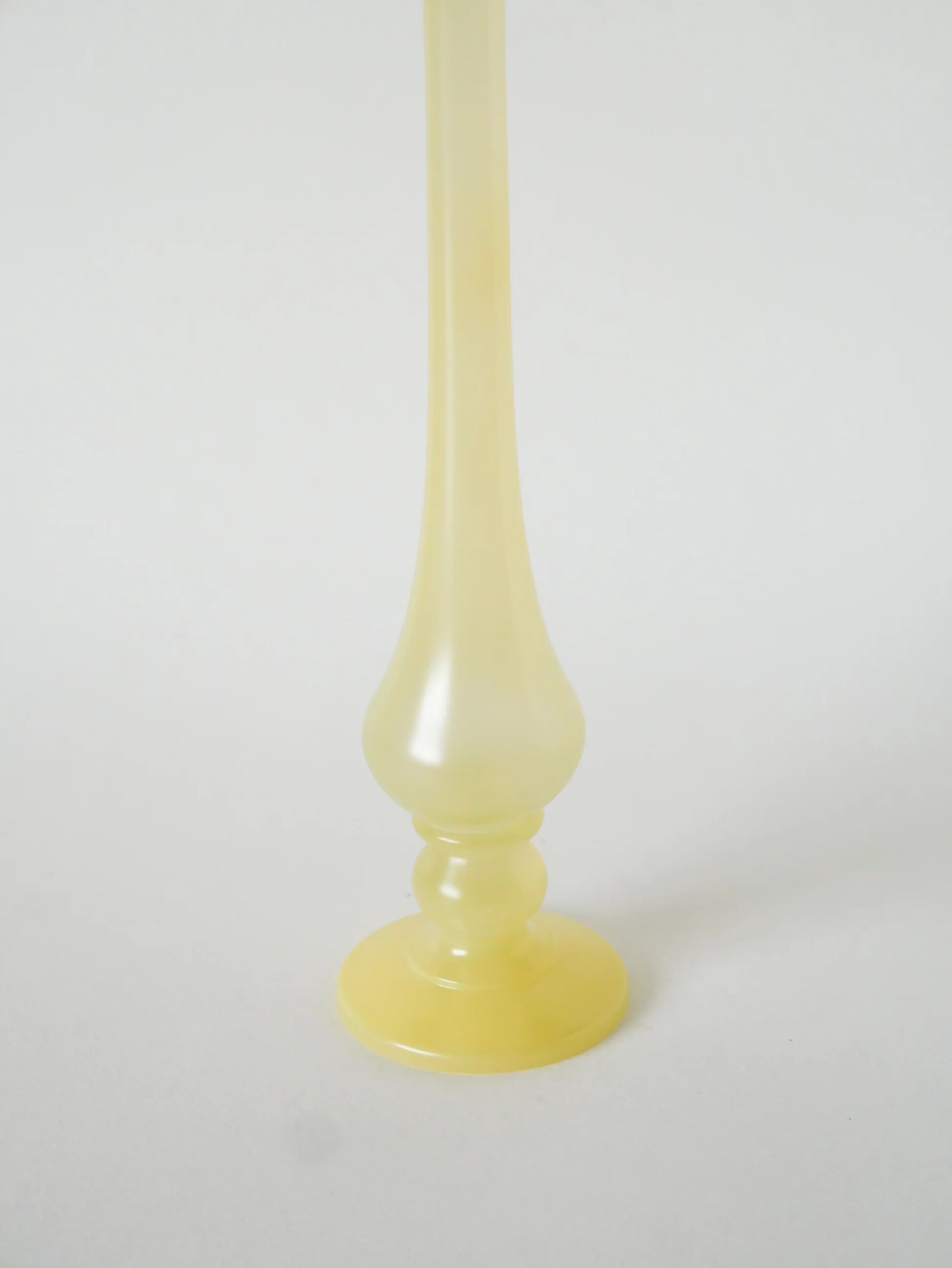Large soliflore vase in opaline, pastel yellow, 1970.