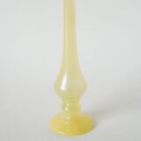 Large soliflore vase in opaline, pastel yellow, 1970.