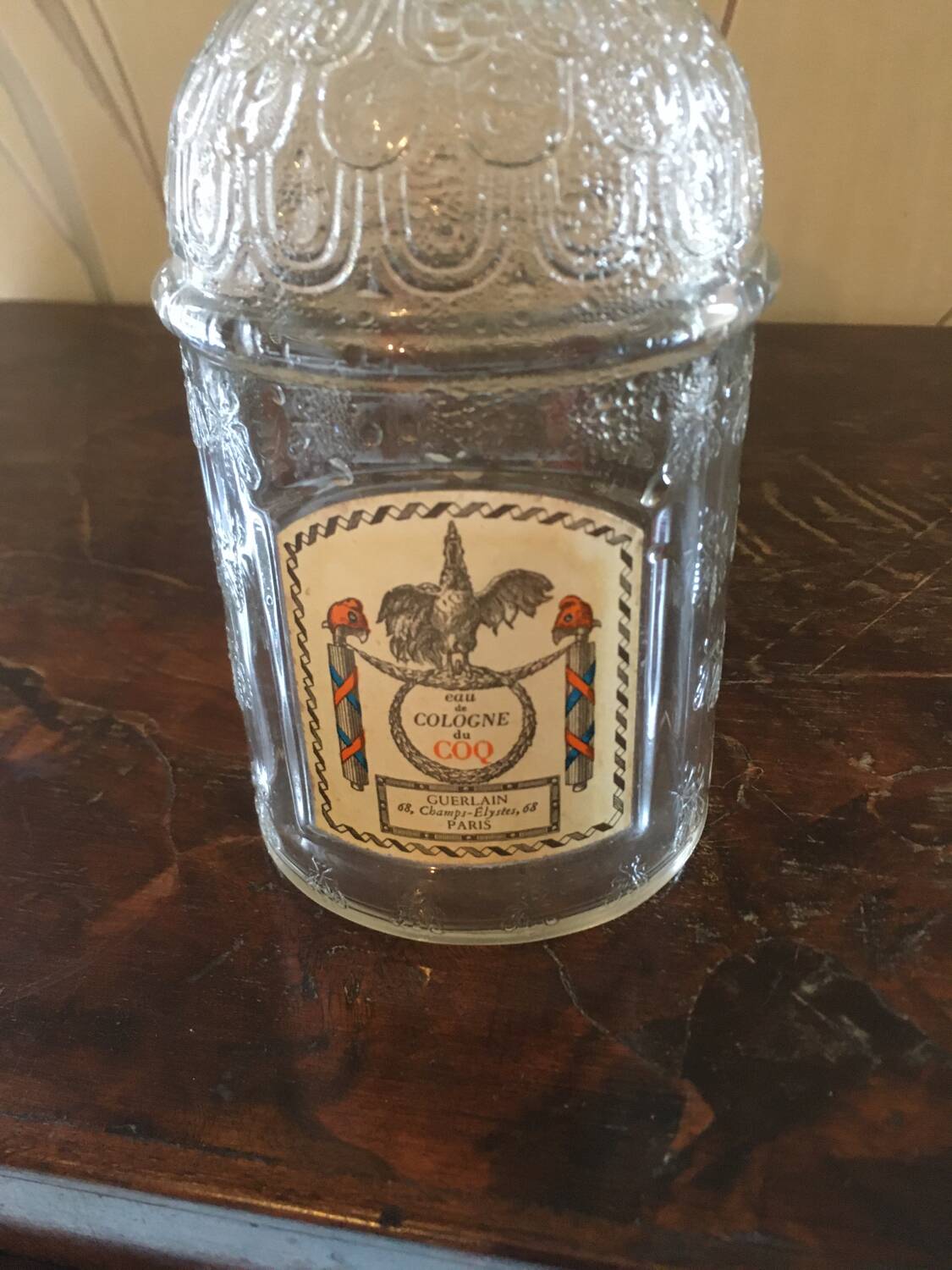 Old Guerlain perfume bottle engraved glass bees