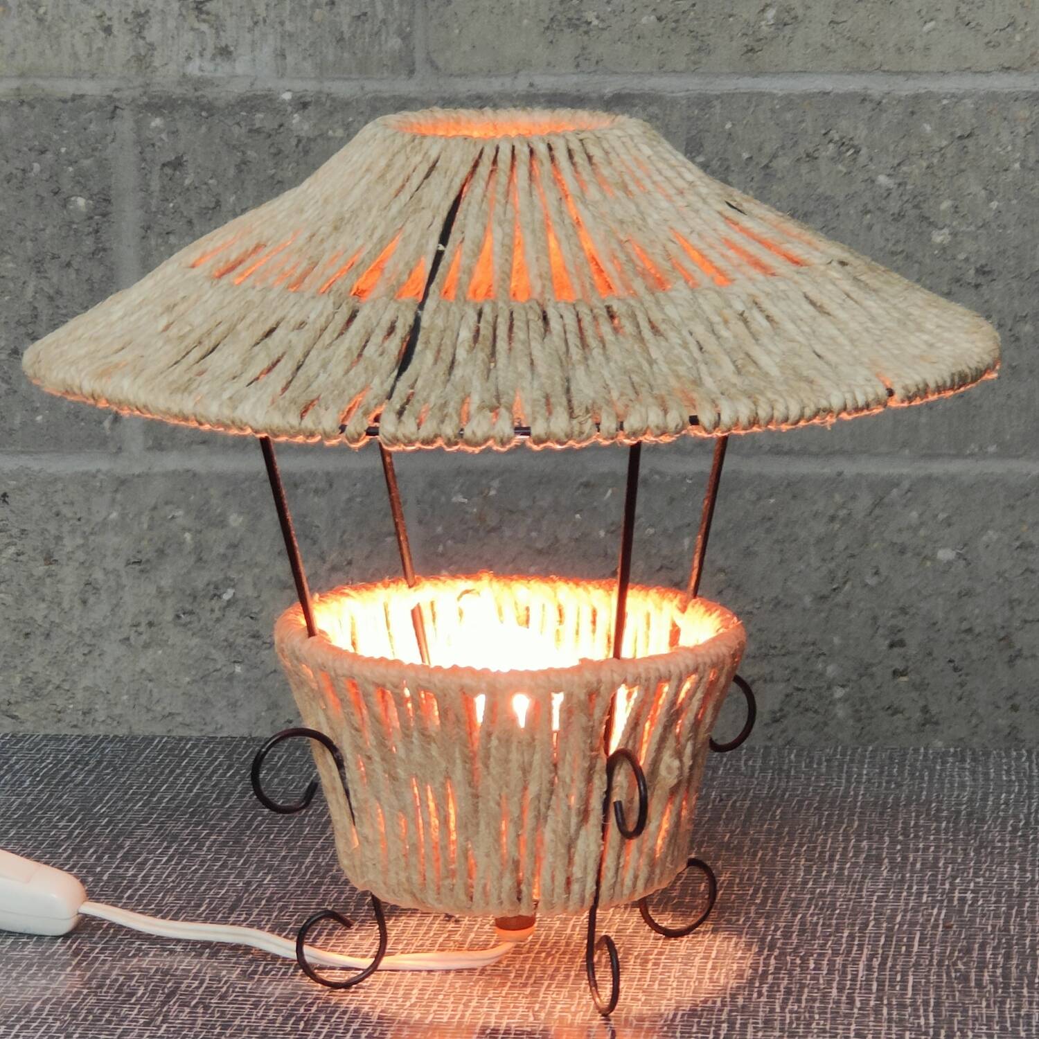 Metal and rope lamp 1960