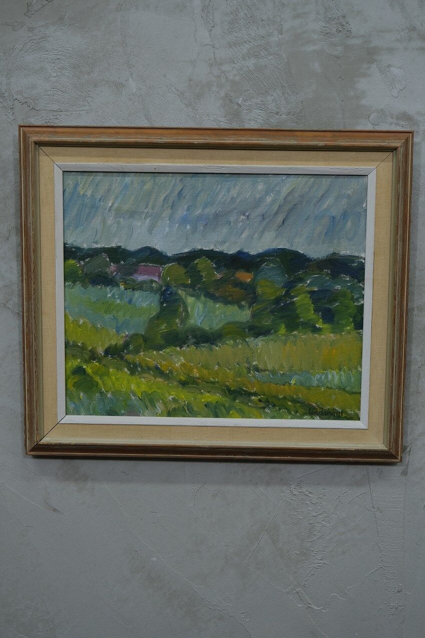 Knut lindström, swedish modern painting, 1954, oil on canvas, framed