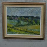 Knut lindström, swedish modern painting, 1954, oil on canvas, framed