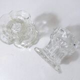 Pair of vintage glass candle holders