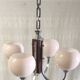Art Deco chandelier with 4 lights in chrome metal and opaline - 1940s/50s