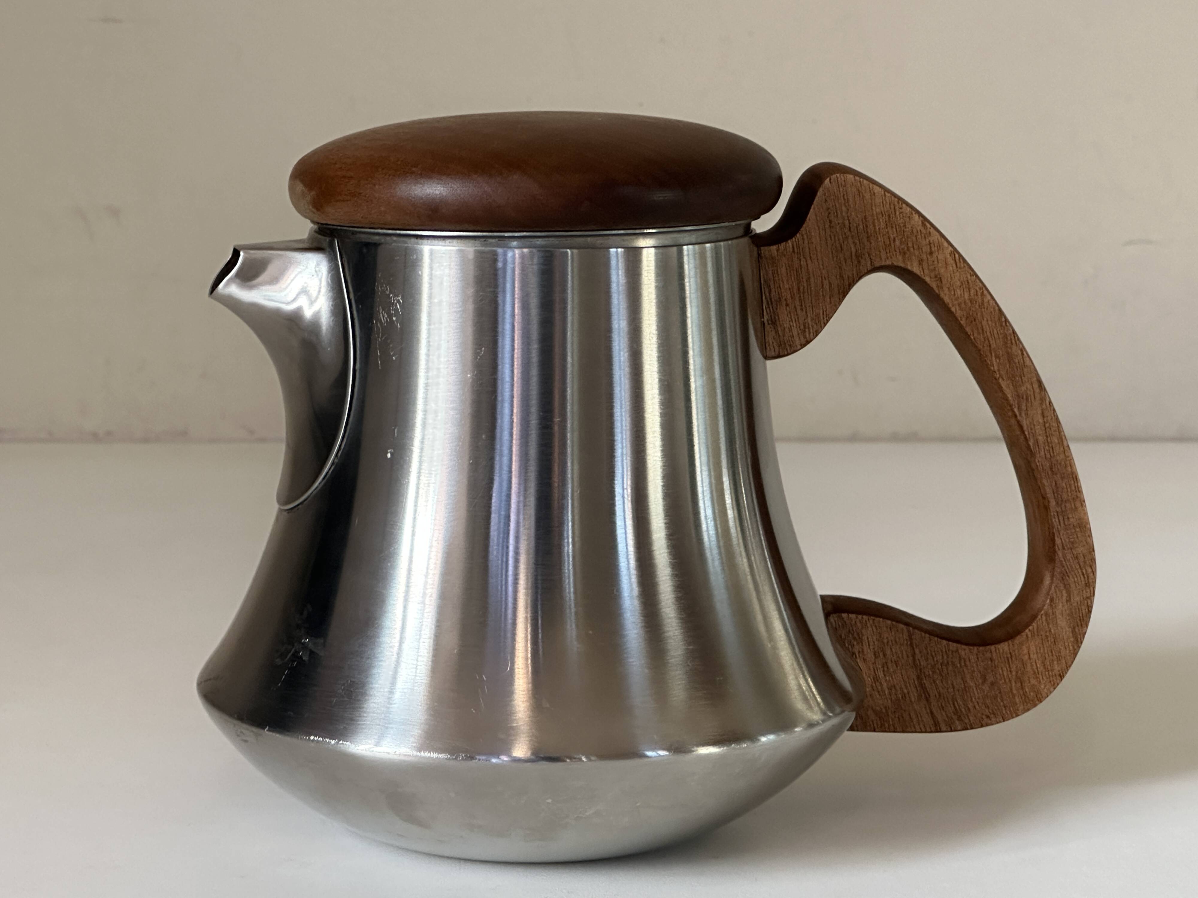 Rémy Letang stainless steel teapot, vintage design, 60s and 70s