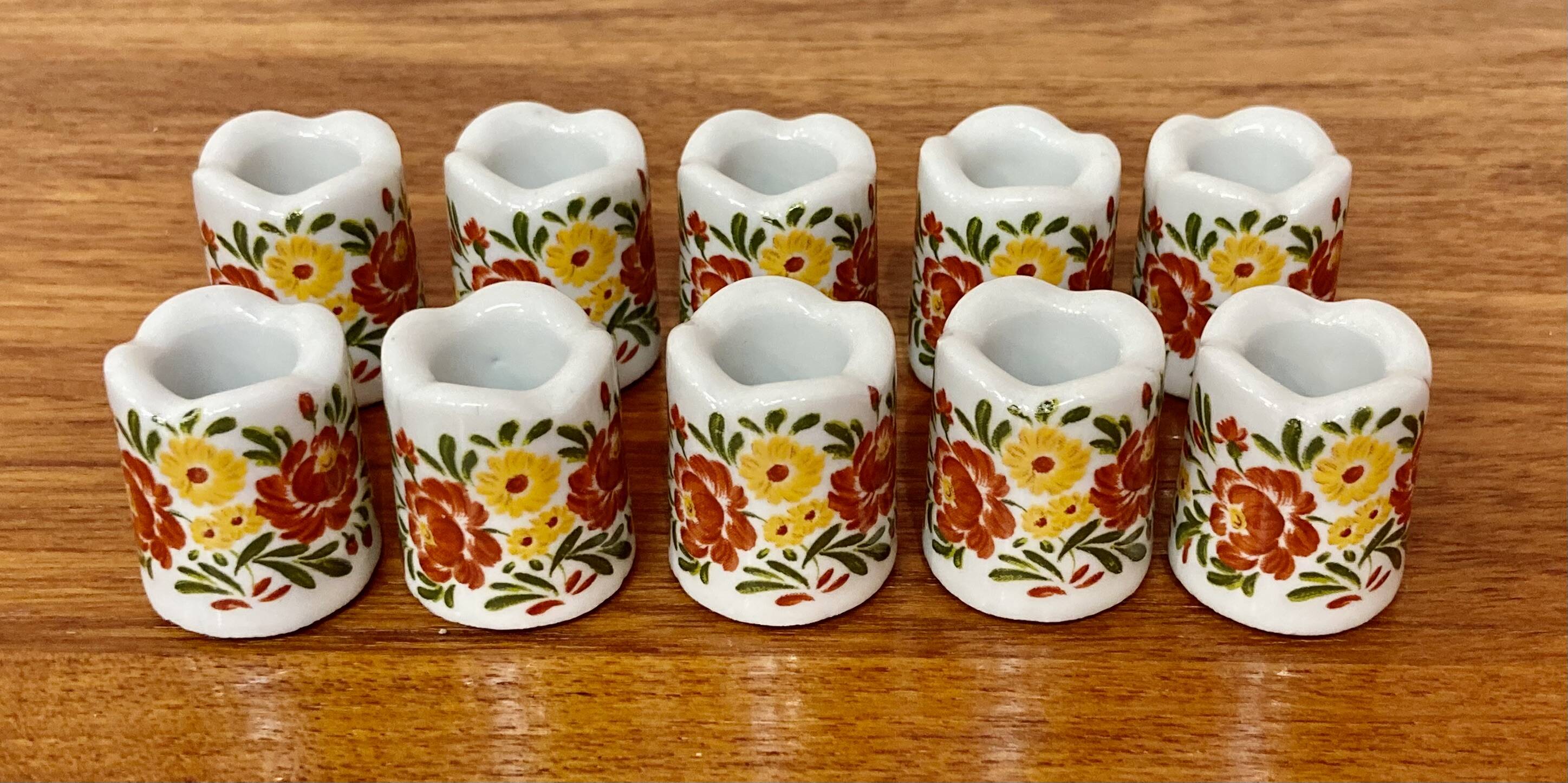 Set of ten designer ceramic candleholders 1950.