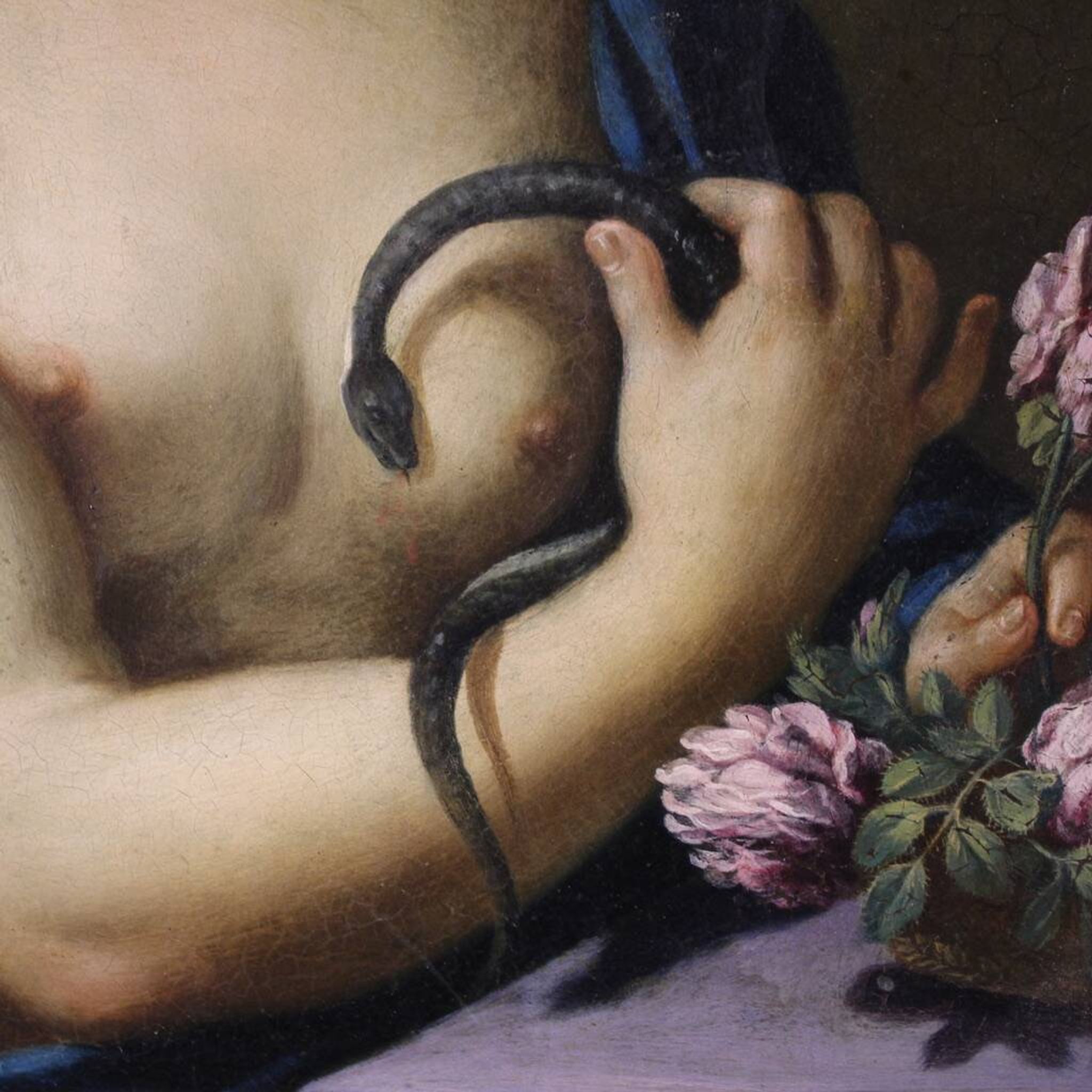 Peinture italienne du XVIIIe siècle sur cuivre, La Mort de Cléopâtre.