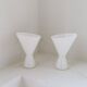 Pair of large classic white Murano table lamps from Italy, 1970s.