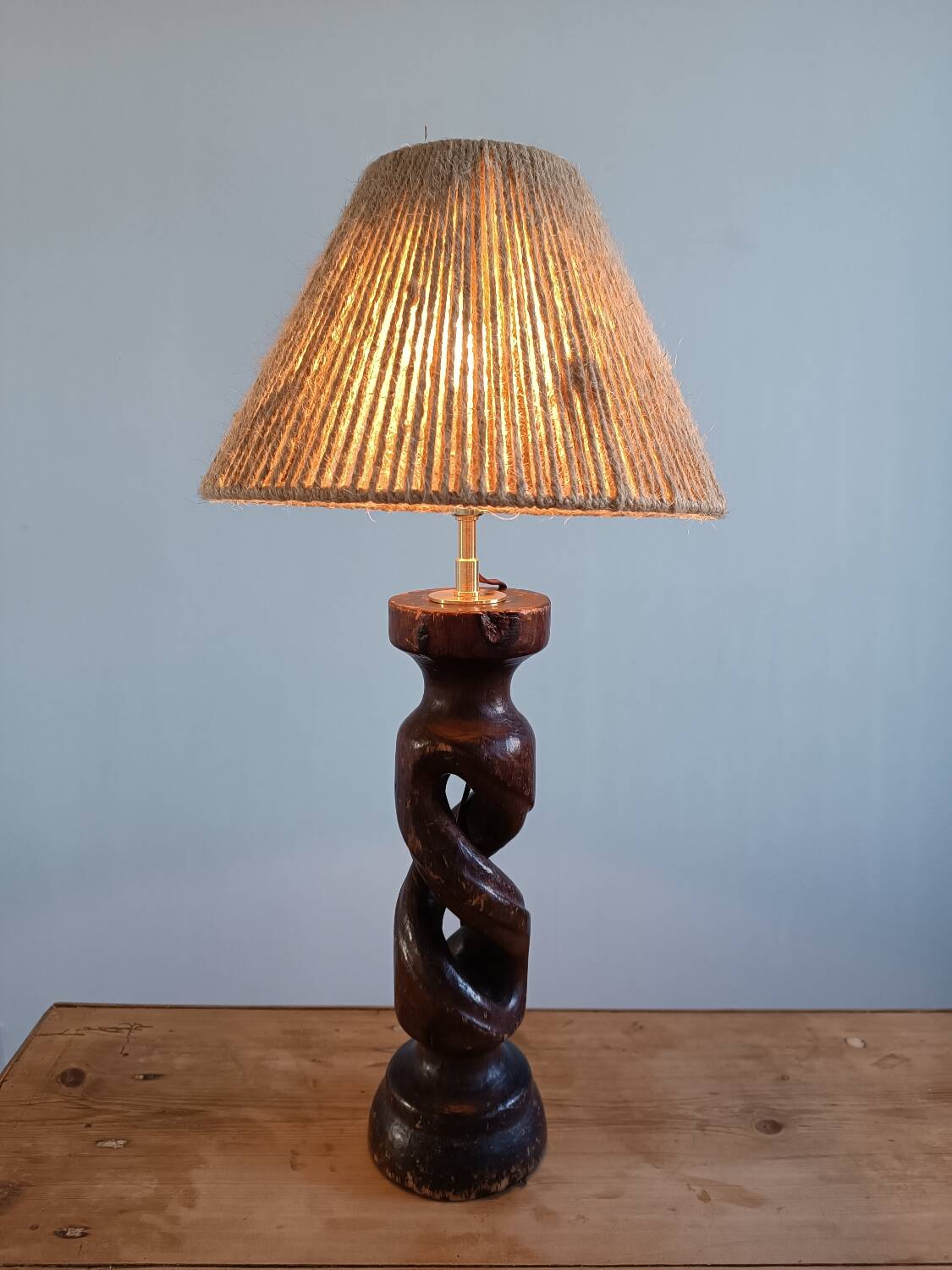Turned wood lamp 1950