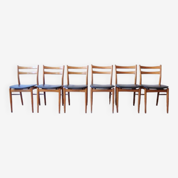 6 chaises scandinaves en hêtre et skaï