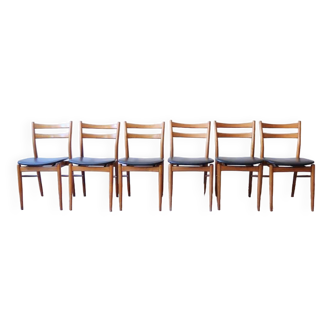 6 Scandinavian chairs in beech and skai