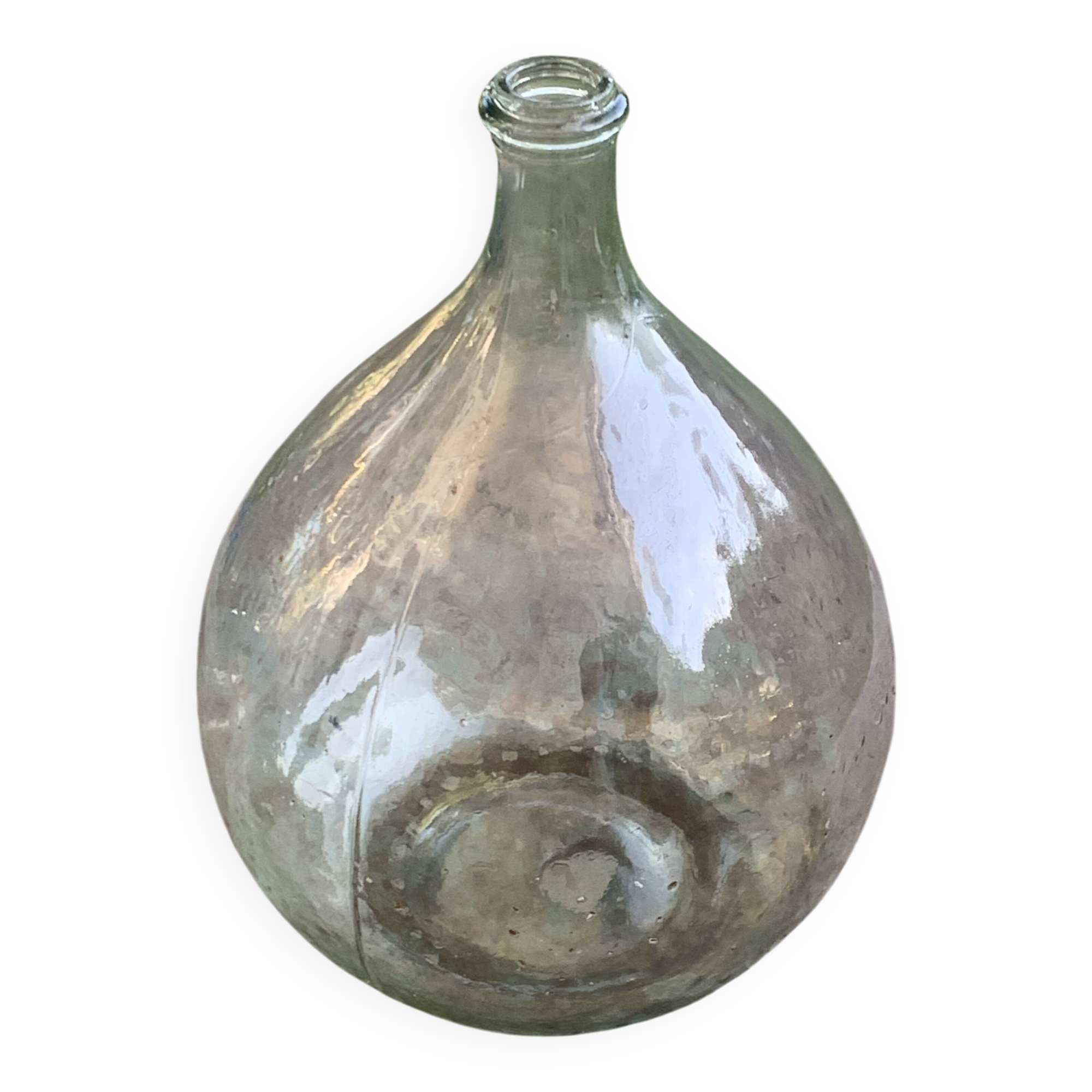 Dame Jeanne, bonbonne, bouteille en verre transparente, verre très épais