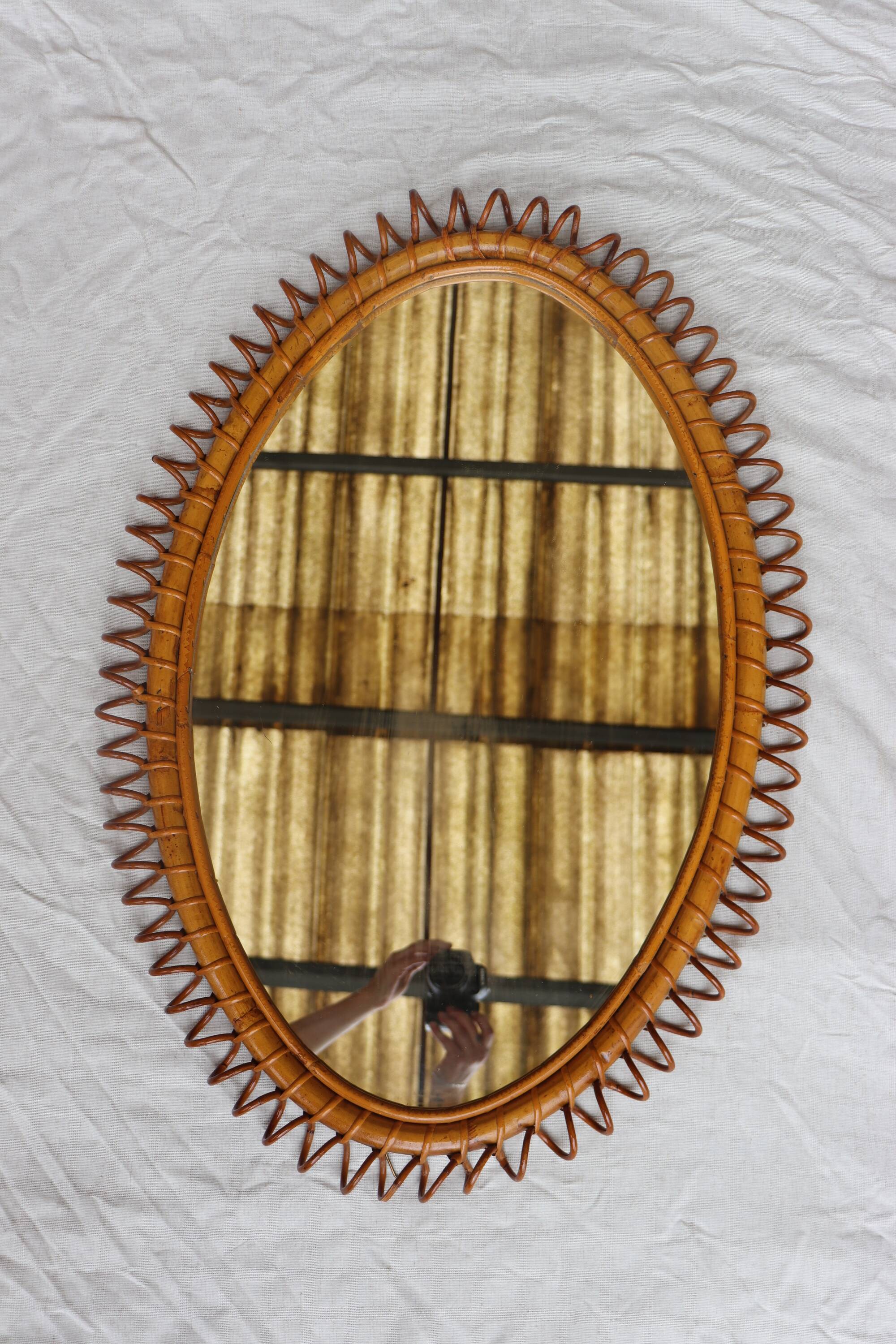 Italian rattan mirror 60's