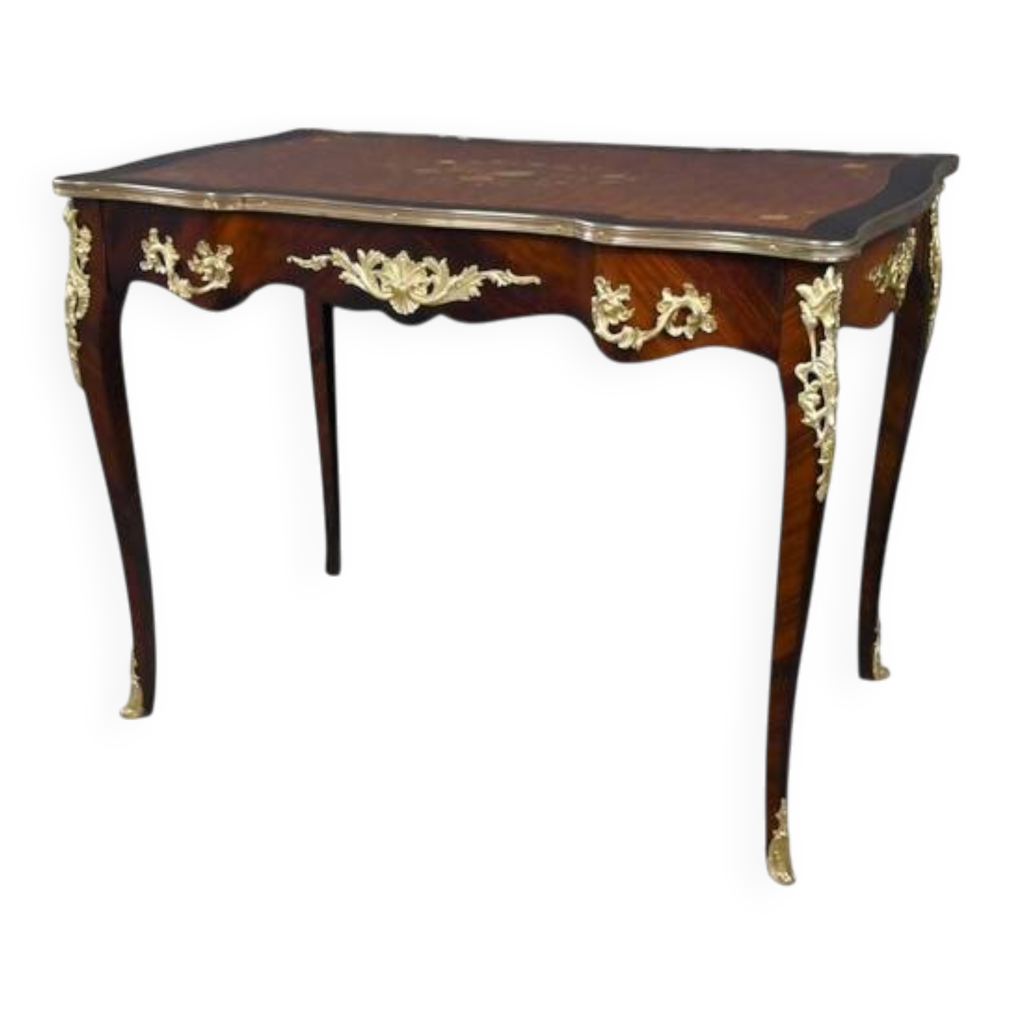 Rosewood, mahogany, and rosewood desk-table, Louis XV style – early 20th century.