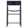 Contemporary classic bar stool with a navy blue leather backrest and black rubber metal.