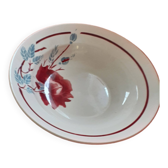 Hollow flat. Lunèville. Lyne model. Large red rose pattern.