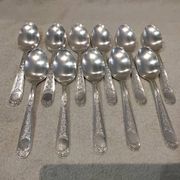 11 silver-plated soup spoons by Christofle Villeroy & Boch, striped