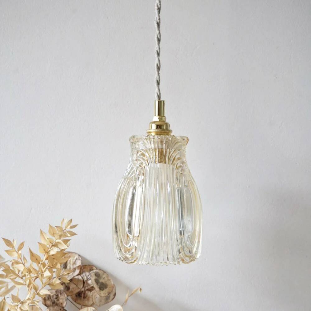 Amber cut glass tulip lamp