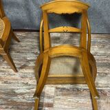Pair of directoire style armchairs - consulate in blond walnut circa 1900