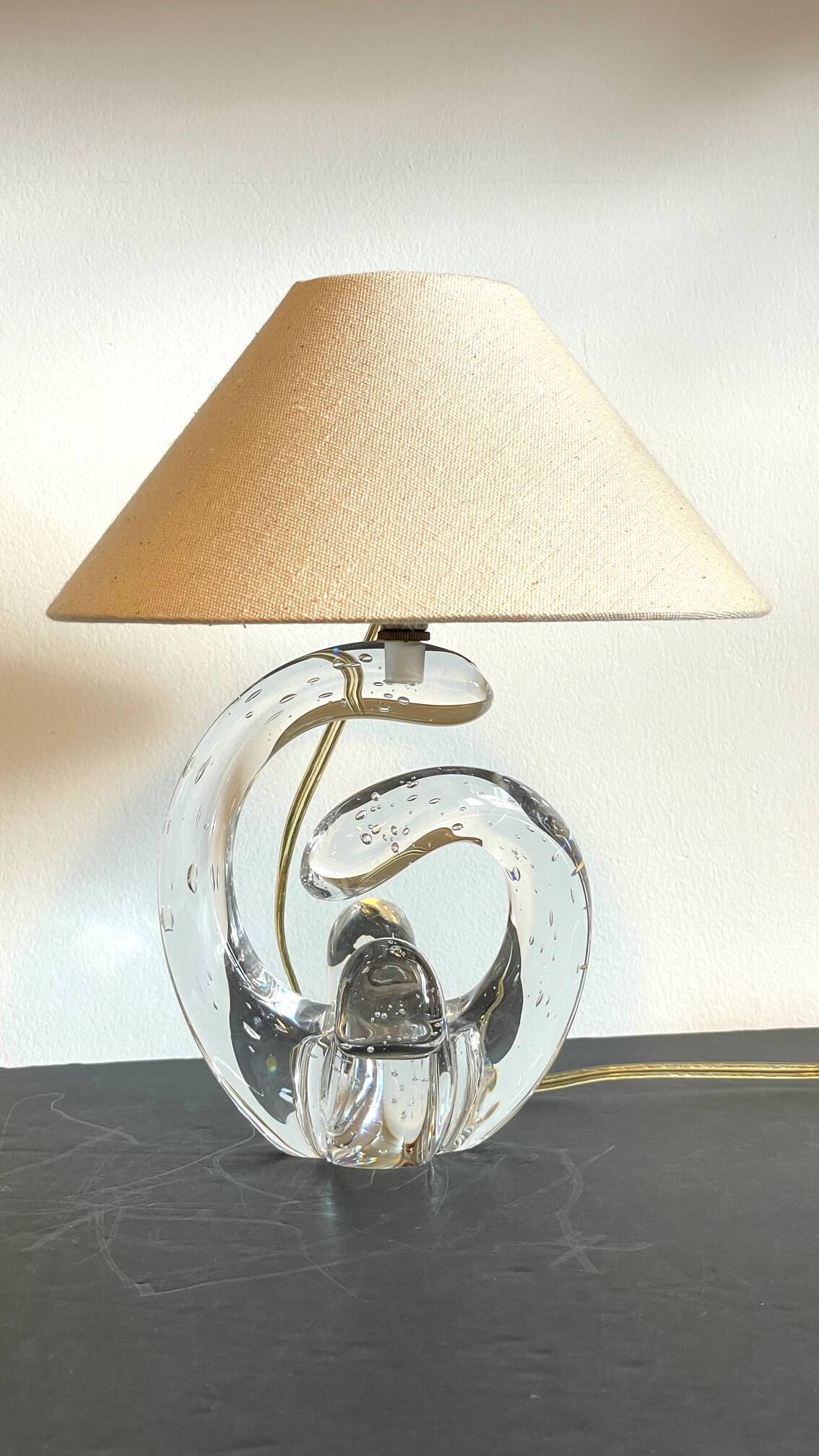 Lampe cristal art déco gravée Paris France