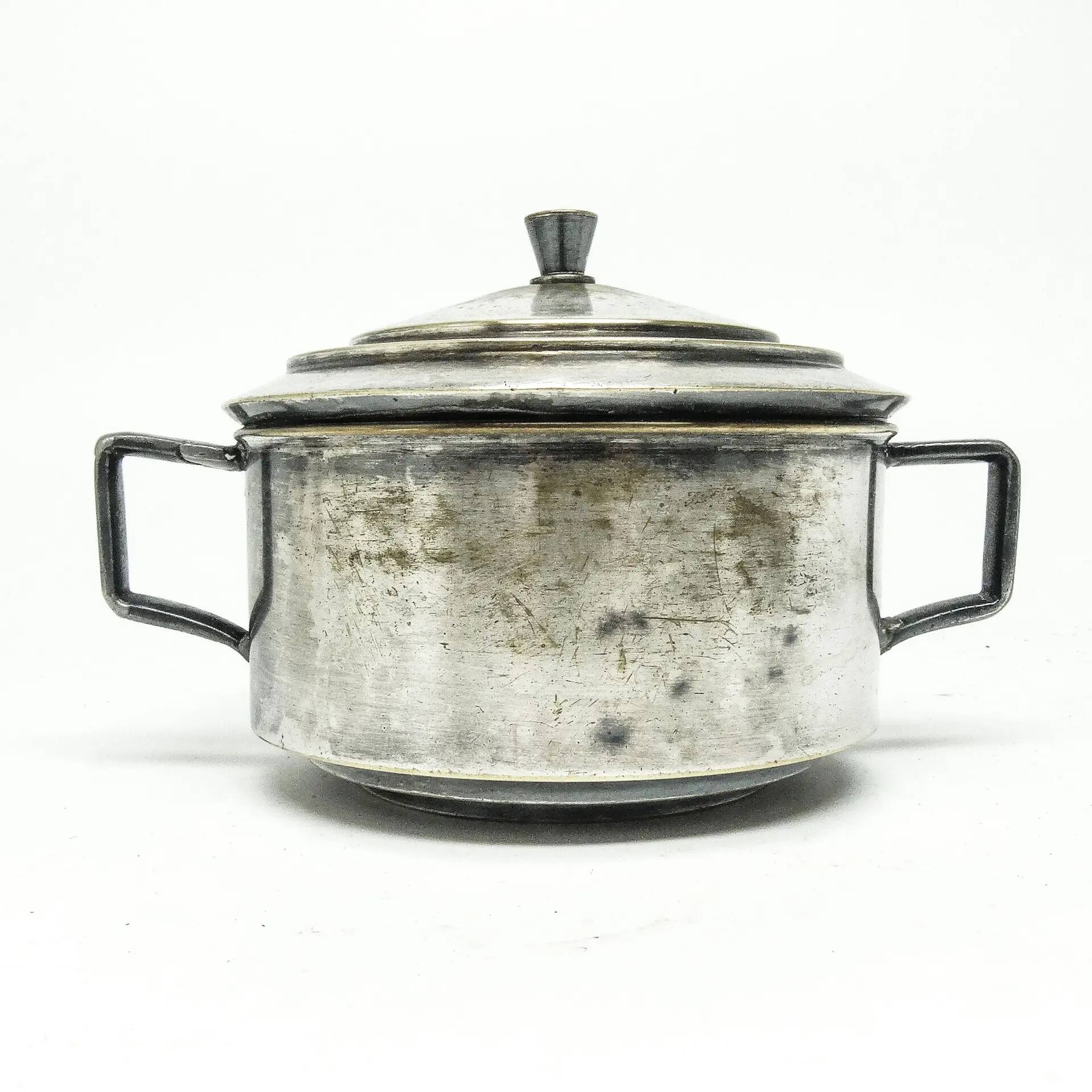 Art Deco sugar bowl, silver-plated brass, Poland, 1930s