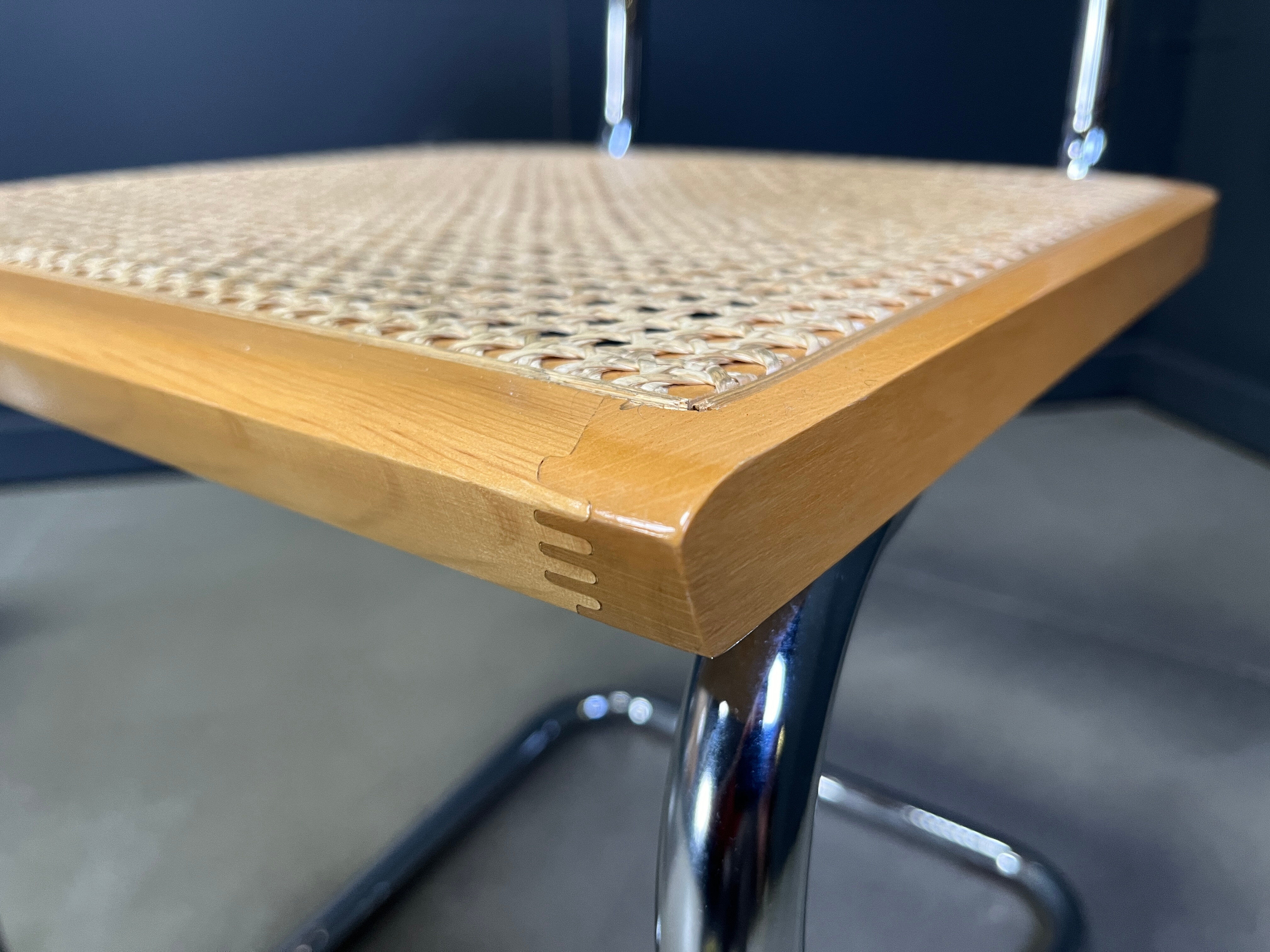 Set of 4 stackable vintage Marcel Breuer style armchairs, made in Italy, 1970s