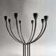 Grand chandelier / bougeoir métal brossé 8 feux, K. Hagberg design 1970