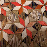 Tapis ancien Américain Hooke géométrique fait main 146x234cm 1900