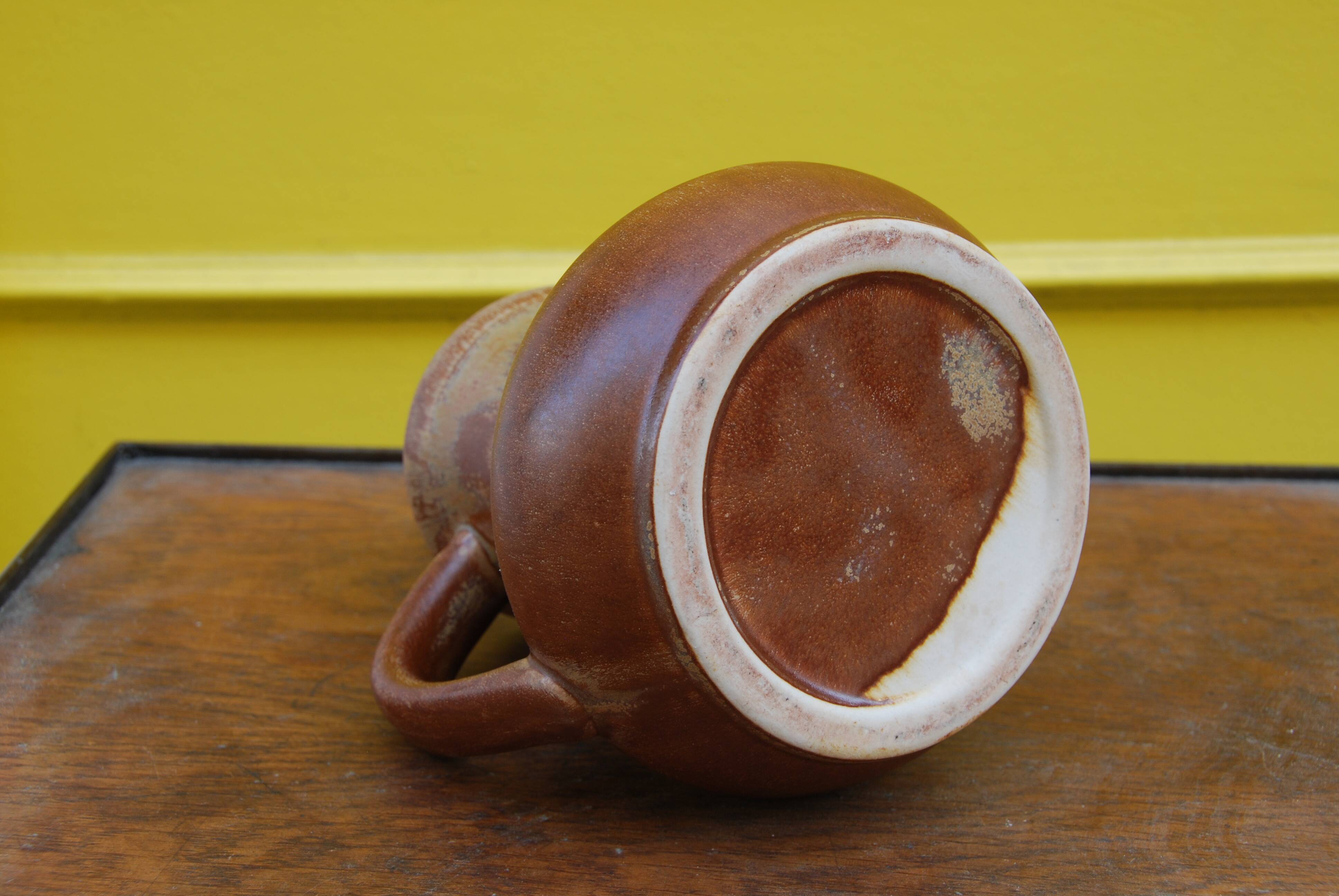 Vintage enamelled stoneware water jug pitcher 1 liter